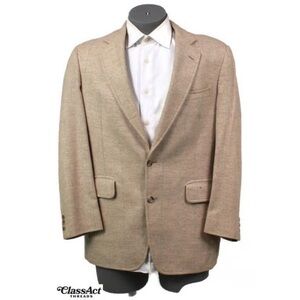 Jos A Bank Blazer Mens Silk Wool Suit Jacket Sport Coat Cream 40R
